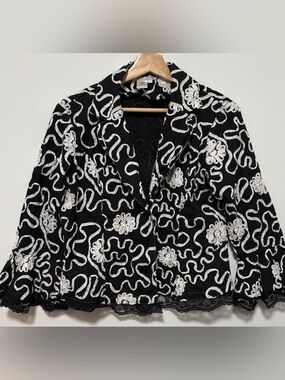 ALBERTO MAKALI Black & White 3 Button Women’s Jacket Size 10